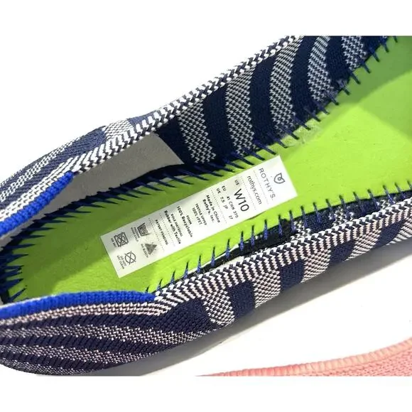 Rothys The Point Flats Womens Size 10 Blue Riviera Stripe Knit Pointed Toe - Picture 7 of 7